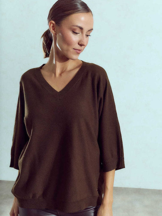 Damenpullover in lockerer Passform Loose Fit Braun