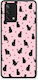 Smartfits Black Cat Silhouettes Hearts On Pink Oppo A74 4g Θήκη