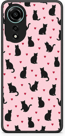 Smartfits Black Cat Silhouettes Hearts On Pink Oppo A78 4G Case