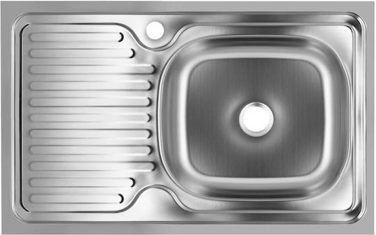 Sanitec Sn7002d Ένθετος Νεροχύτης Δεξιός Inox Μ76xΠ43.5cm Γκρι