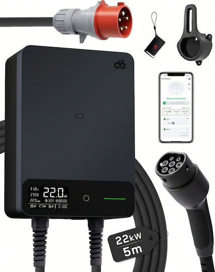 Wallbox Încărcător Trifazic cu Montaj pe Perete, 11 kW, cu Cablu Încorporat Tip 2