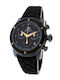 Women's 42mm Chronograph Battery-Powered Watch with Black Silicone Strap