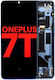 OLED-Displayeinheit mit Rahmen für OnePlus 7T, Aftermarket Plus, Glacier Blue