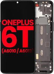 Ansamblu OLED cu ramă pentru OnePlus 6T A6010 A6013 Aftermarket Plus Negru Midnight