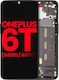 OLED Displayeinheit mit Rahmen OnePlus 6T A6010 A6013 Aftermarket Plus Mitternachtsschwarz