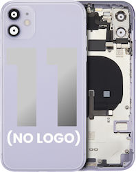 Заден корпус с предварително монтирани малки компоненти за iPhone 11 без лого, Aftermarket Plus, лилав Заден корпус с предварително монтирани малки компоненти за iPhone 11 без лого, Aftermarket Plus, лилав