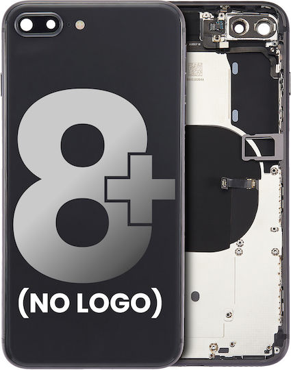 Rückseitige Gehäuseabdeckung mit vorinstallierten Kleinteilen für iPhone 8 Plus ohne Logo, Aftermarket Plus, Space Gray