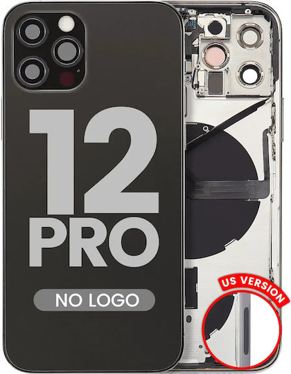 Capac Spate Cu Piese Mici iPhone 12 Pro Versiunea SUA Aftermarket Plus Grafit
