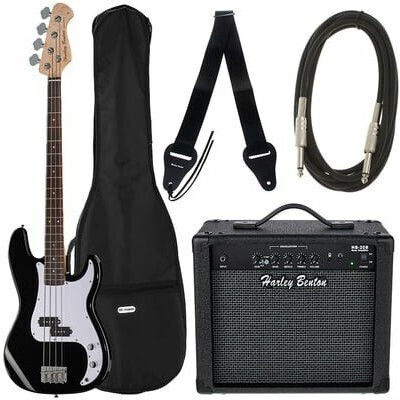 Harley Benton 4-saitiger E-Bass Pb-shorty Bk Standardset