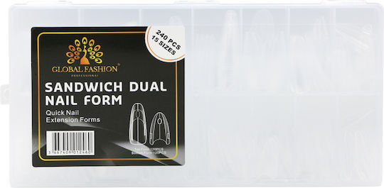 Global Fashion Double Sandwich Top Molds Almond Shape 15 Sizes 240 Pieces