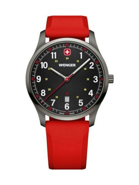 Wenger Men's Battery-Powered Watch with Red Met...