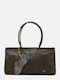 Khakifarbene Damen Schulter- und Handtasche aus Stoff