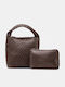 Braune Damen-Schultertasche aus Stoff