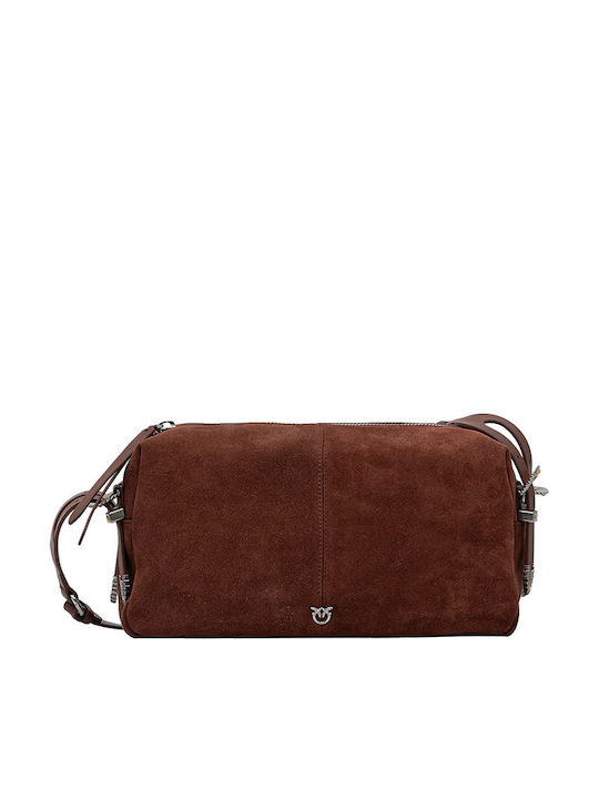 Pinko Classic Suede Brown Leather Women's Shoul...