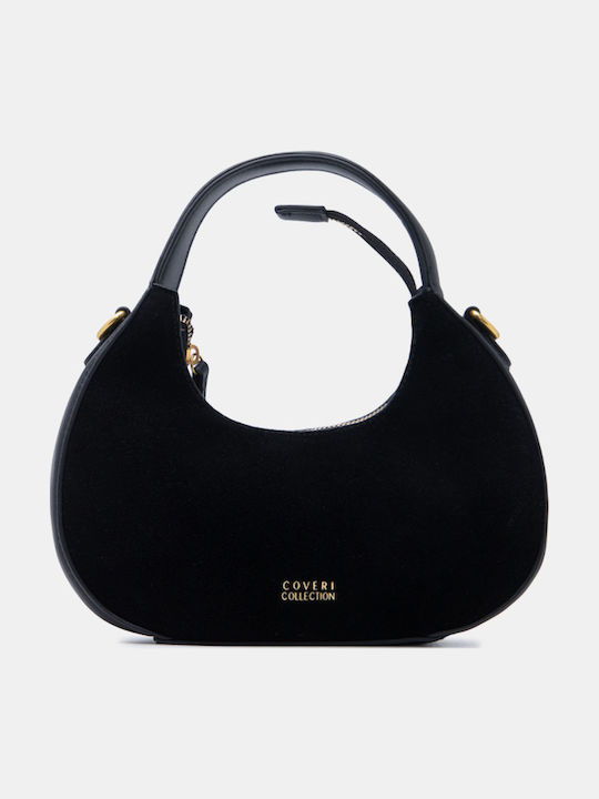 Schwarze Damenhandtasche aus Stoff / Crossbody-Tasche
