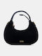 Schwarze Damenhandtasche aus Stoff / Crossbody-Tasche