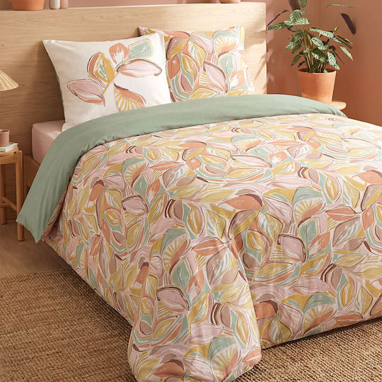 S-f Laurel Σετ Παπλωματοθήκη Βαμβακερή 240x220cm Υπέρδιπλη με 2 Μαξιλαροθήκες Γκρι