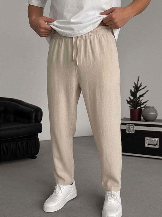 Men's Slim Fit Beige Trousers