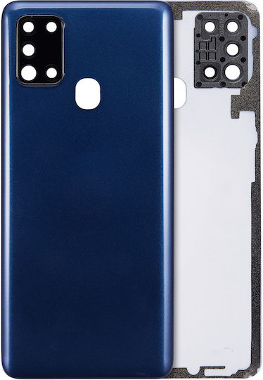 Capac Spate din Sticlă cu Lentilă pentru Cameră Samsung Galaxy A21s A217 2020 Aftermarket Plus Albastru