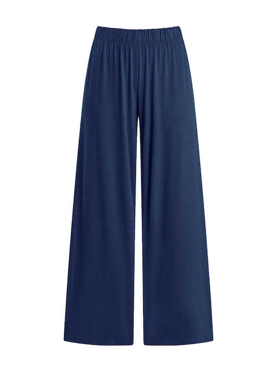Women's Pantaloons Solid Loose Fit Dark Blue