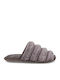 Graue Damen-Winterhausschuhe mit Fell