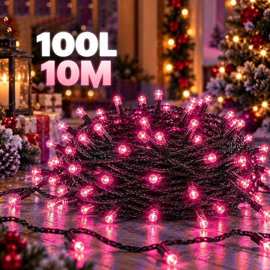 100 Розови LED Лампички 10 м На Лента