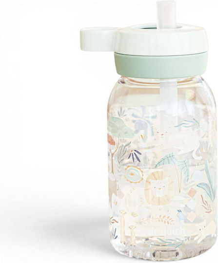 Kids Water Bottle with Straw Non Spill Safari Friends 450ml