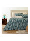 Melinen Ultra Fitted Sheet Set with 2 Pillowcases Super King 170x270 cm Petrol (3 Pieces)