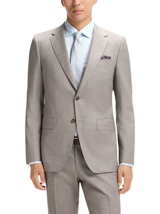 Boss Costum Bărbătesc Slim Bej-Gri