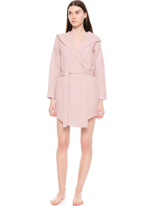 Pink Label Χειμερινή Γυναικεία Ρόμπα Baby Pink