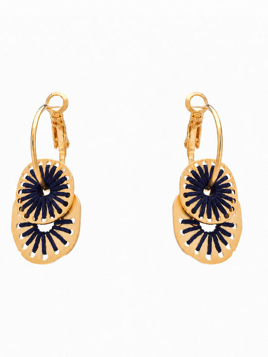 Mushrooms Dark Blue Hoop Earrings Mushrooms Dark Blue Hoop Earrings