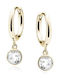 Lysea Women's Hoop Earrings 925 Silver Gold Plated with White Zirconias
