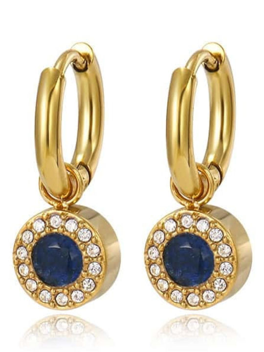 Lysea Women's Earrings Navy Crystal Steel Gold Zircon Lysea Women's Earrings Navy Crystal Steel Gold Zircon