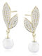 Lysea Women's Earrings 925 Silver Gold Zircon & Pearl