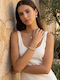 Lysea Women's Steel Bangle Bracelet with Flower Design Gold Plated