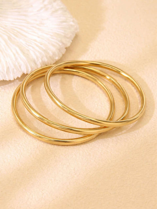 Lysea Women's Set of Cuff Bracelets in Gold-Plated Steel