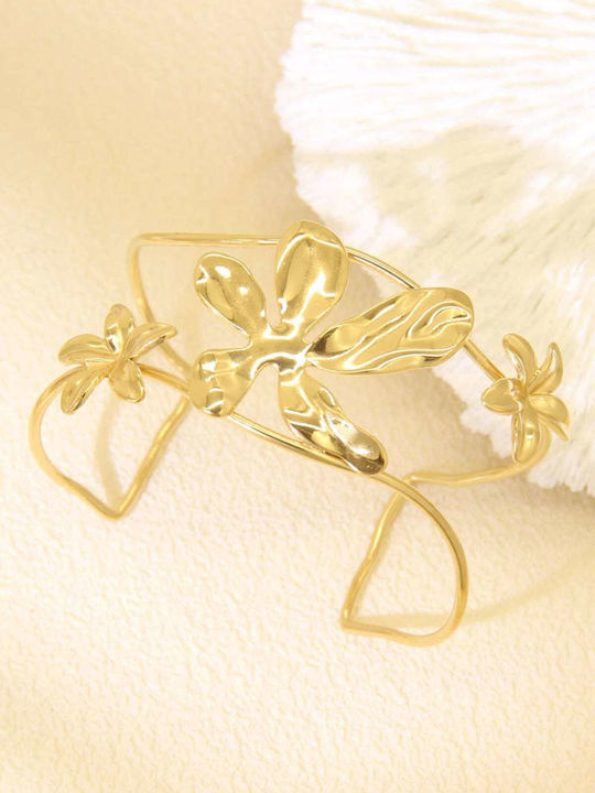 Lysea Women's Leather Cuff Bracelet with Flower Design