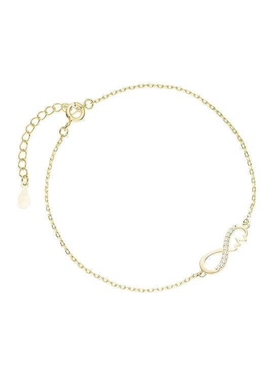 Lysea Women's 14K Gold Chain Bracelet for Couples with Infinity Design and Zircon