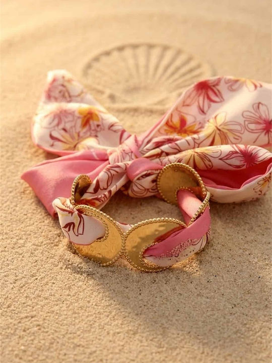 Lysea Women's Cuff Bracelet With Flower Design in Gold-Plated Steel