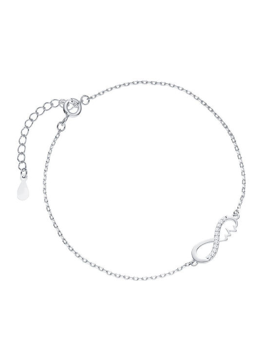 Lysea Women's Chain Bracelet for Couples with Infinity Design in 14K Gold with Zircon