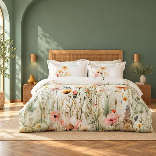 First Choice Capella Комплект Плик За Завивка Памучен 200x220 см Двоен с 4 Калъфки за Възглавници & 1 Чаршаф Многоцветен