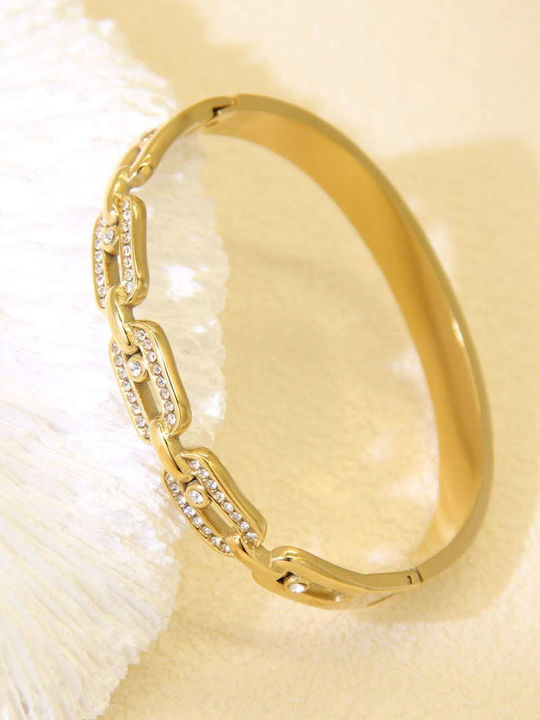 Lysea Women's Leather Cuff Bracelet with Zircon