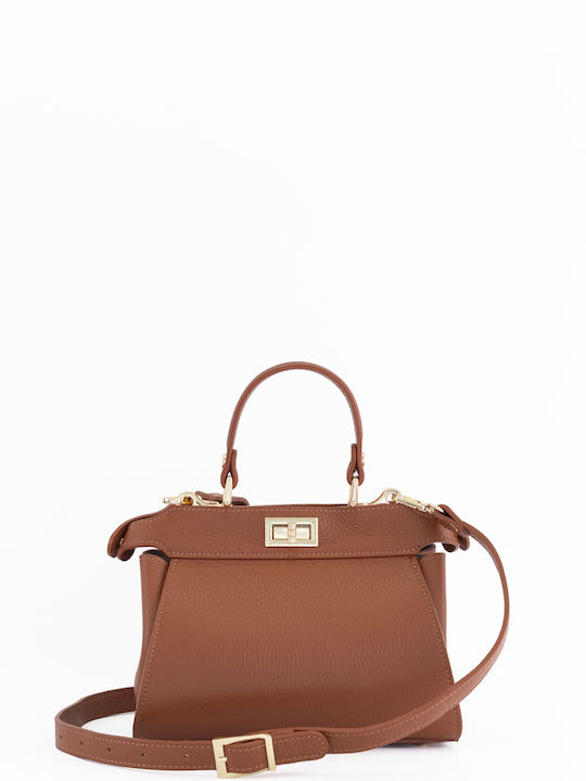 Leather Women's Satchel Bag Cognac