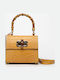 Gelbe Damen-Flap-Handtasche aus Leder