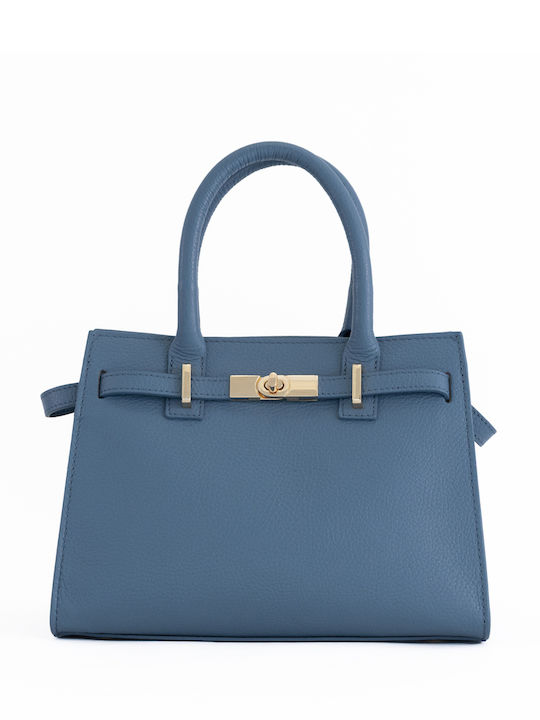 Light Blue Leather Women's Shoulder Bag
