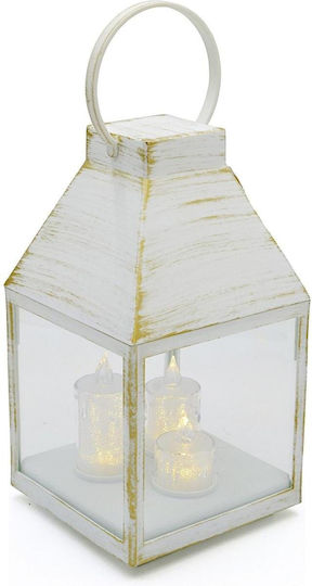 Koopman Weihnachtslaterne Advent LED 25 cm 3 Kerzen Timer Weiß
