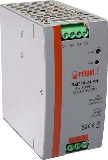Relpol IP20 LED Power Supply 240W with 24V Output Voltage