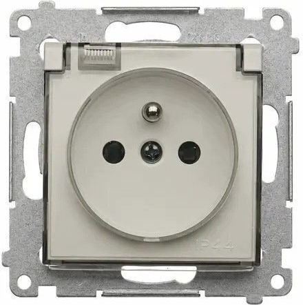 Kontakt-Simon Single Recessed Power Socket with Transparent Cover
