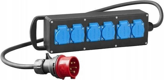 Elektro Plast Cable Extension Cord with 6 Sockets and 2m Length