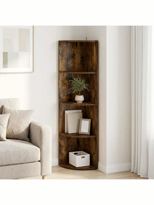 Corner Bookcase Smoked Oak Wood 31.5x31x130 cm